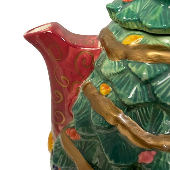 Bella Casa By GANZ Kitchen Christmas Tree Teapot With Gold Star On Top Large 6" - Picture 6 of 15